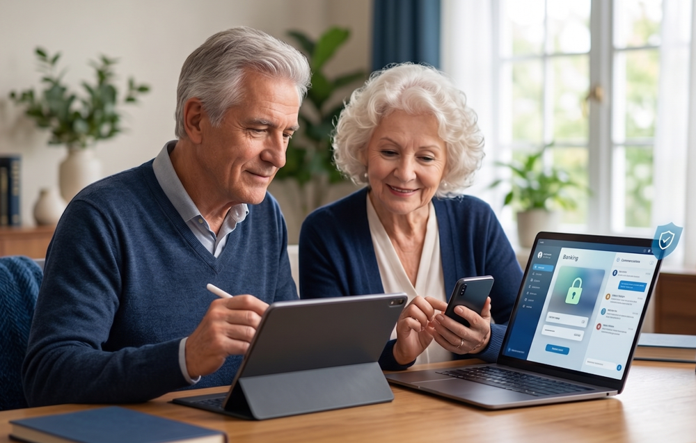 Seniors using technology confidently